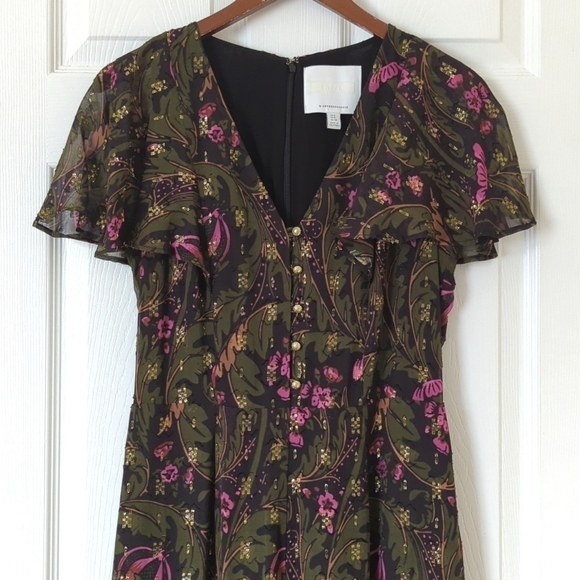 ett:twa by Anthropologie Brenda Boho Floral & Lurex Straight Wide Leg Jumpsuit 4 - Picture 2 of 15